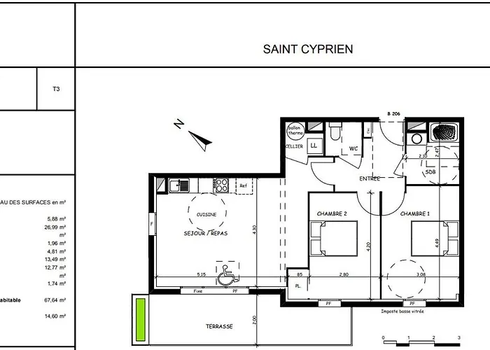 Superbe T3 Recent 67 M2, Gde Terrasse, 3km Plage, Vue Canigou, Parking Et Box Privatif Saint-Cyprien (Pyrenees-Orientales)